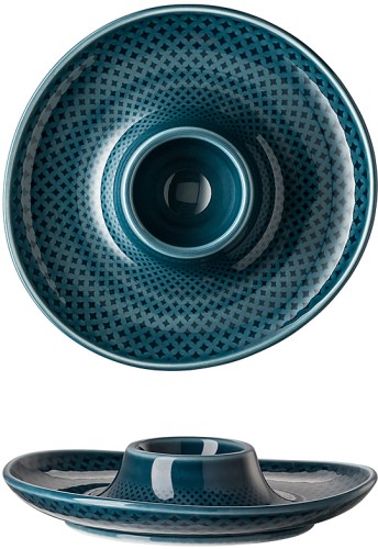 Junto Ocean Blue (blau) von Rosenthal, Eierbecher m. Ablage aus Porzellan
