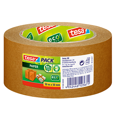 tesa® Packband tesapack® Paper ecoLogo® 50 mm x 50 m (B x L) Papier braun