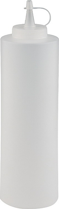 Quetschflasche Ø 6,5 cm, H: 24 cm, 0,65 Liter Polyethylen, weiß / klar mit Schraubdeckel spülmaschinengeeignet Farbe: Weiß