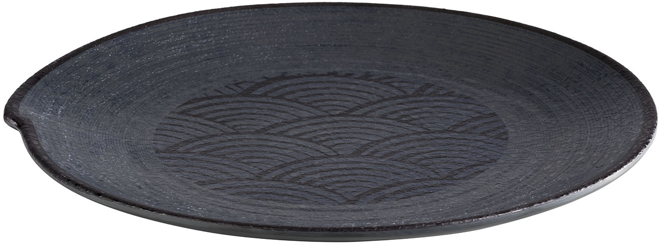 Teller -DARK WAVE- Ø 27 cm, H: 2,5 cm Melamin innen: Dekor außen: schwarz spülmaschinengeeignet stapelbar nicht