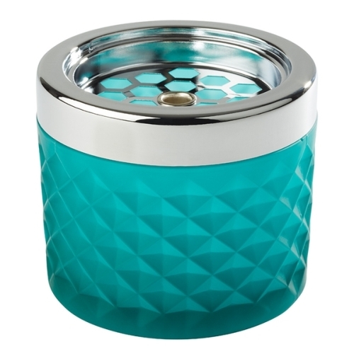 Windaschenbecher Ø 9,5 cm, H: 8 cm Glas, türkis, gefrosted Metall verchromt mit Bajonettverschluss zerbrechlich Farbe: Grün
