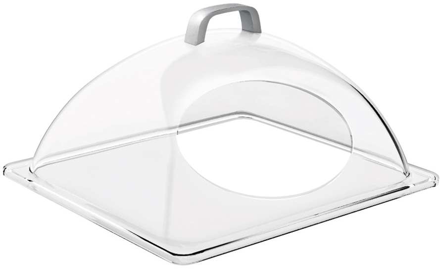 GN Kuppelhaube 33 x 28 cm, H: 17 cm Haube aus SAN Griff ausZinkdruckguss passend für GN 1/2 mit Front-Ausschnitt
