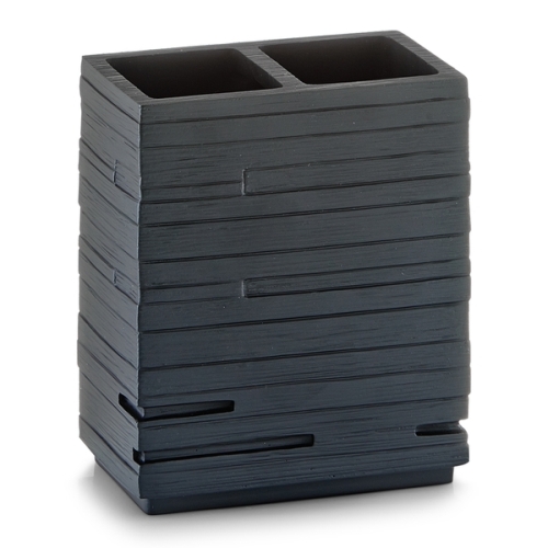 Zeller Zahnbürstenhalter Schiefer, Polyresin, schwarz 10,1x6,3x11,5 cm