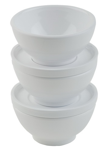 Schale -PURE- Ø 13 cm, H: 6,5 cm Melamin, weiß, 0,3 Liter spülmaschinengeeignet stapelbar nicht mikrowellengeeignet keine