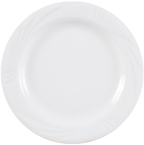 Arcadia Dessertteller flach, 19cm, aus weißem Porzellan, von caterado Made in Europe.