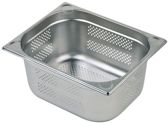 GN 1/1 Behälter, perforiert 53 x 32,5 cm, Tiefe: 40 mm Edelstahl, 5 Liter (nur Bodenlochung) spülmaschinengeeignet stapelbar