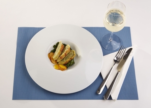 Tischset - hellblau 45 x 33 cm PVC, Schmalband wasserfest Farbe: Blau