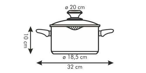 Kasserolle PRESTO mit Deckel und Ausgießer, ø 20 cm, 2.5 l
