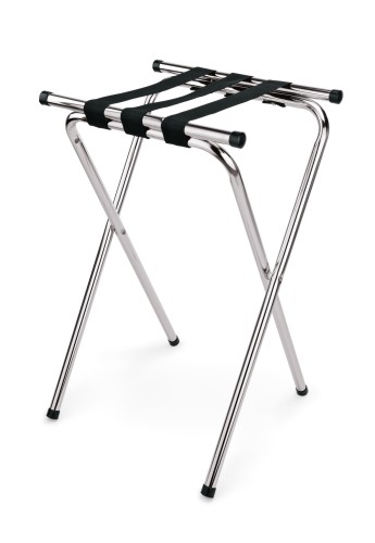 Tablett-/Gepäckablage. verchromt. verchromt - mit schwarzem Nylonband, zusammenklappbar.