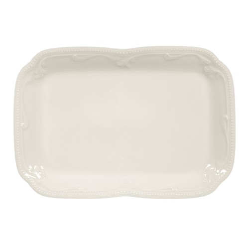 Seltmann Butterplatte 20,5x14,5 cm, eckig mit Relief, Form: Rubin, weiss cream, hohe Kantenschlagfestigkeit, Made in Germany