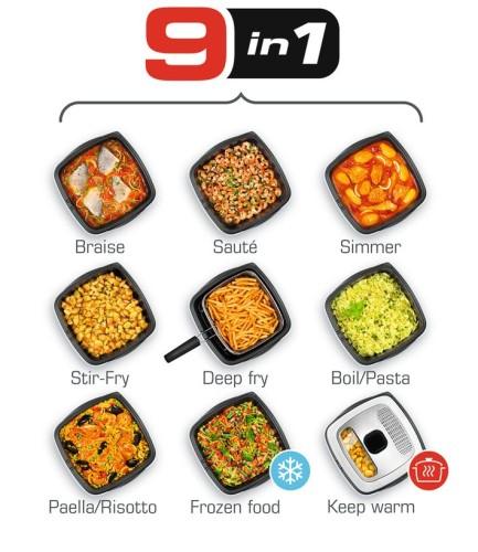 Tefal Multi-Funktions-Fritteuse Versalio Deluxe 9-in-1, 1.600 W, Kapazität 1,3 kg, inkl. Pfannenwender, weiß