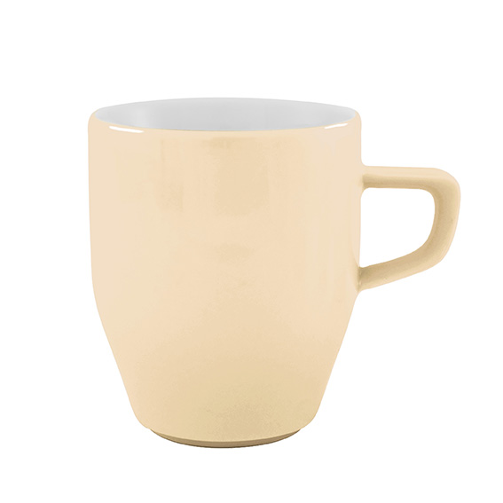 Becher mit Henkel 0,30 l - Form: Baristar - Dekor, 68568 beige - aus Porzellan. Hersteller:, Eschenbach. "Made in Germany".