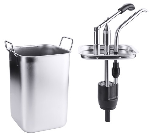 Dosierspender,  rechteckig ganz aus Edelstahl 18/10, selbstansaugende Pumpe, einstellbare Dosiermenge, schwenkbarer