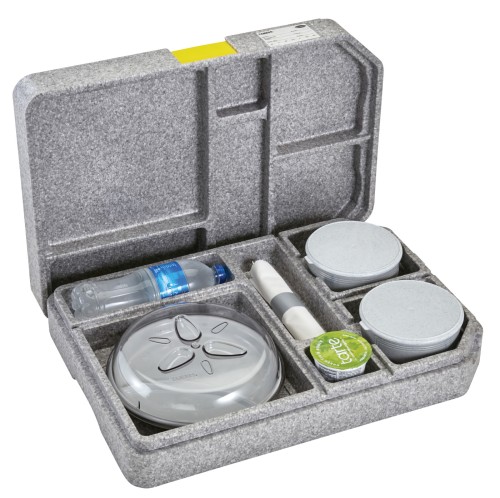 Cam GoBox Tablotherm - Isoliert, 1 x Platte mit zwei Fächern, 2 x 500-mL-Schale und wiederverwendbare Deckel von Cambro