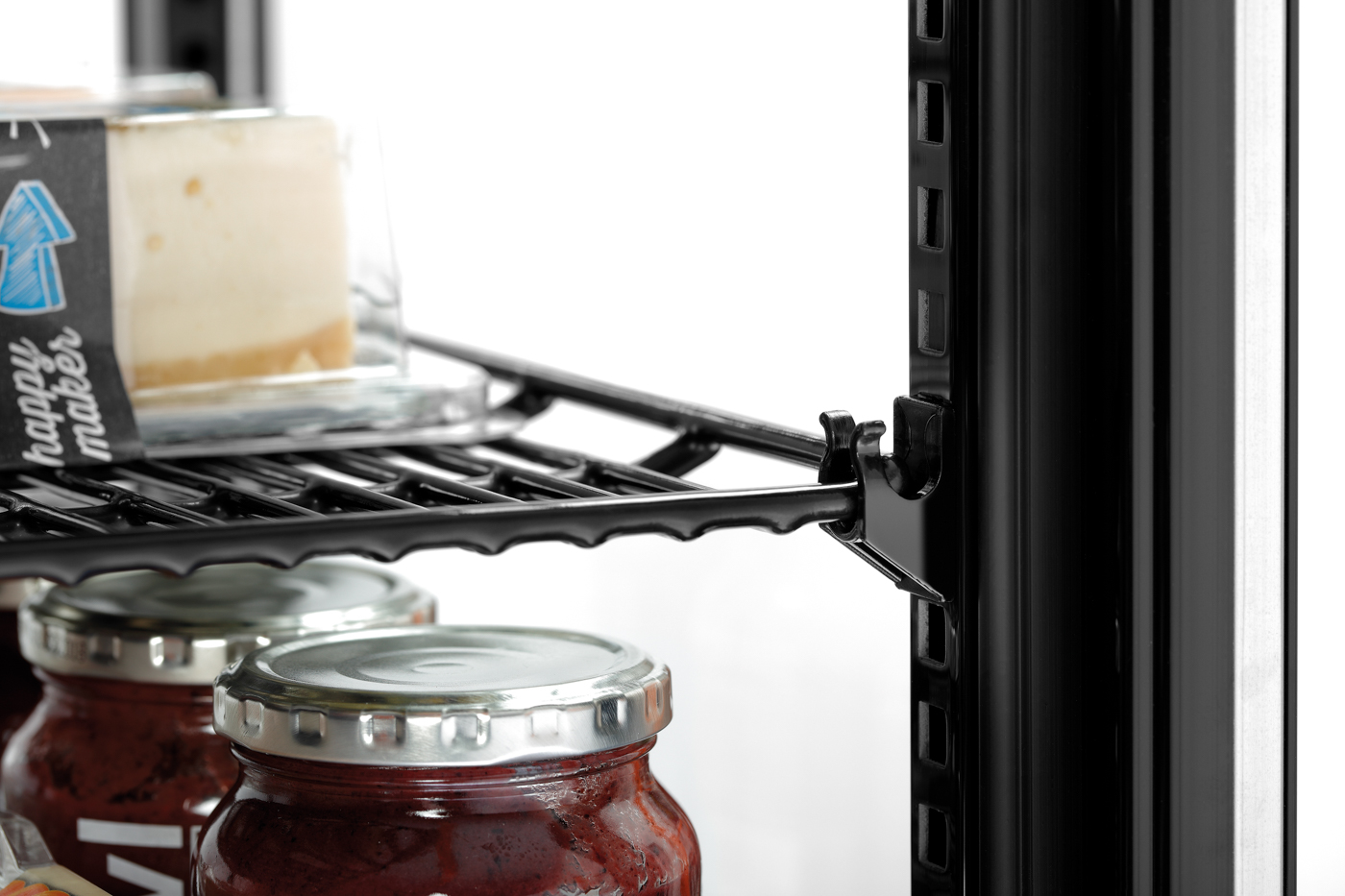 Bartscher Mini-Kühlvitrine 98L-SW | Art derVerglasung: Doppel-Verglasung | Maße: 43,5 x 38,5x 110,5 cm. Gewicht: 37,5 kg