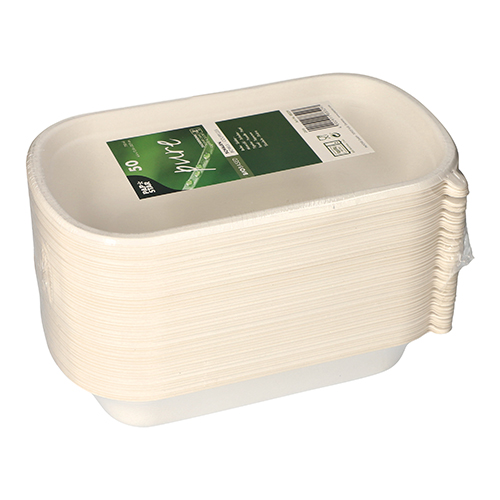 50 Schalen, Zuckerrohr "pure" 750 ml 4,4 cm x 13,4 cm x 22,9 cm weiss von PAPSTAR