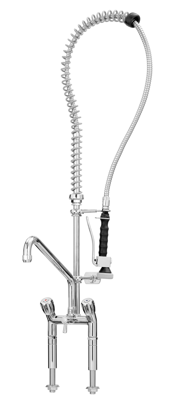 Bartscher Zweigriffmischer 40L-1802B | Durchflussbei 3 bar: Auslaufmenge: 16 L / Min.,Strahlregler: 40 L / Min.| 51,5 x 41,5 x 1220