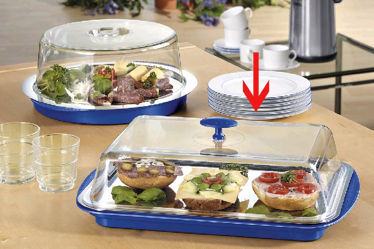 Buffet Kühlplatte Cool mit Haube, eckig ca. 43 x 29 cm, Höhe 14 cm Nur Edelstahlplatte Geschirrspülgeeignet