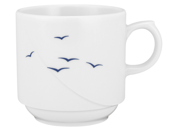 Seltmann Becher mit Henkel, Form: Laguna, Dekor: 33374 Blaue Möwen