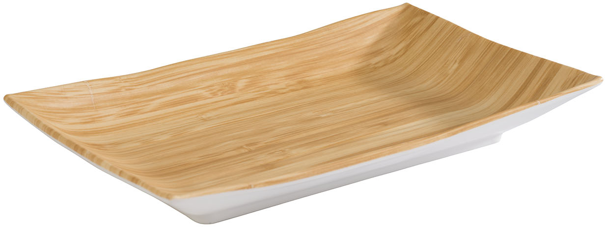 Tablett -BAMBOO- 21 x 13 cm, H: 3 cm Melamin innen: Bambusoptik außen: weiß spülmaschinengeeignet stapelbar nicht