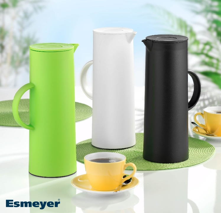 Isolierkanne "MANHATTAN", Inhalt 1 Liter, außen aus schwarzem Kunststoff, innen mit Glaskolben