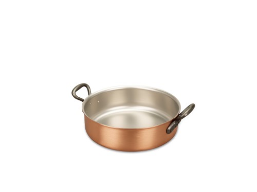 SARO Kochtopf Modell INO 2548 SF -flach- 24 cm, Höhe 7,0 cm Made in Europe - 2,5mm starkem Bimetall ( 90% massives Kupfer / 10 % Edelstahl)