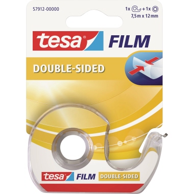 tesa® Klebefilm tesafilm® doppelseitig 12 mm x 7,5 m (B x L) beidseitig klebend inkl. Einwegabroller Polypropylen