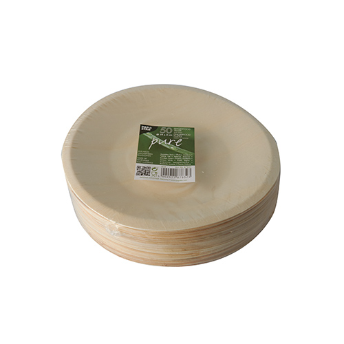 50 Fingerfood - Teller, Holz "pure" rund Ø 19 cm · 2 cm von PAPSTAR