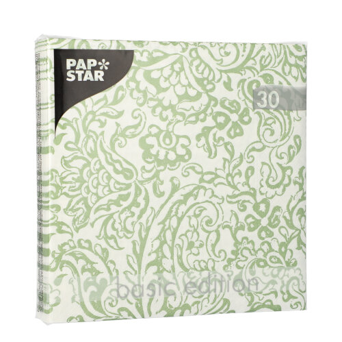 30 Servietten, 3-lagig 1/4-Falz 33 cm x 33 cm "Soft Ornaments" von PAPSTAR