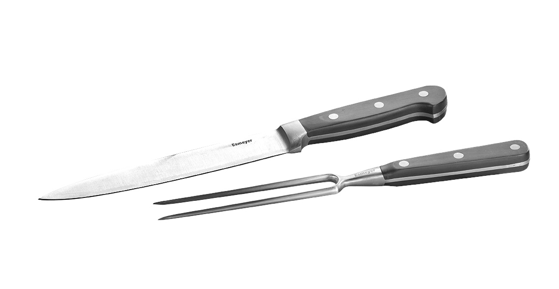 2-tlg. Tranchierset ARNOLD  "RESTPOSTEN" best. aus je 1 Tranchiergabel u. Tranchiermesser aus Edelstahl, durchgehender Erl,