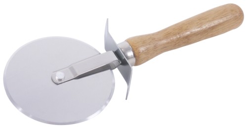 Pizzaschneider aus Klingenstahl, mit Holzgriff und Fingerschutz Länge: 25,5 cm, Raddurchmesser: 10 cm
