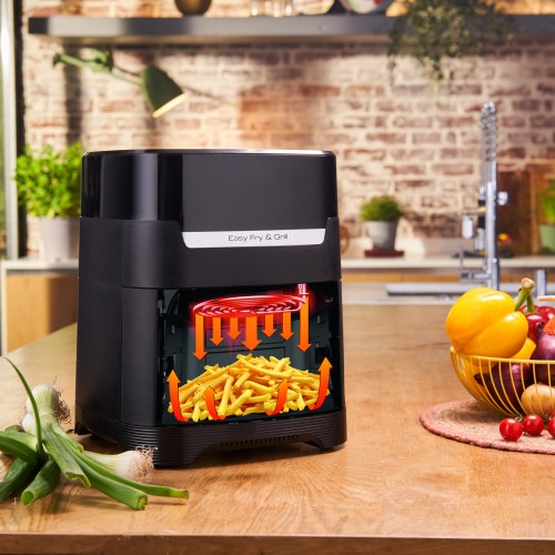 Easy Fry & Grill Precision, 2-in-1, Gesundes Kochen, Heißluftfritteuse + Grill, 8 Automatische Programme, Einstellbare Temperatur, 4,2