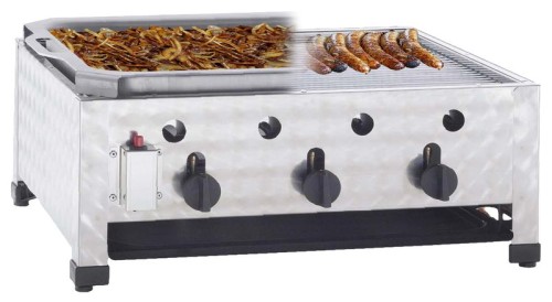 NEUMÄRKER Gas-Kombi-Tischbräter - 3 Brenner nur für Propan-/Butangas 650x530x280 mm