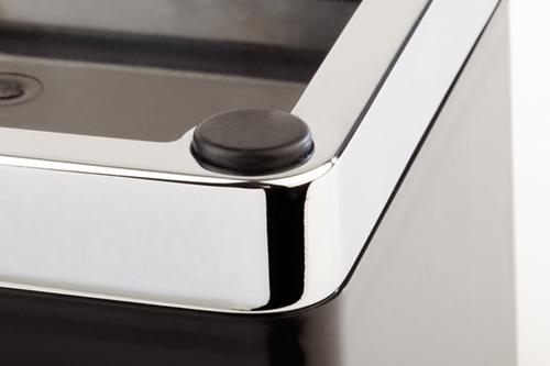 Tischreste- / Besteckbehälter 14 x 14 cm, H: 16 cm ABS, schwarz, Edelstahl ZInkdruckguss, stapelbar mit Antirutsch-Füßchen