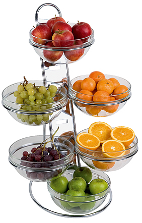 4-stufige Buffet-Leiter NEW YORK inkl. Glasschale, Maß: ca. 39 cm x 31 cm x 66 cm.