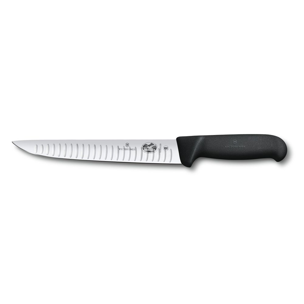 Victorinox Fibrox Stechmesser, Kullenschliff, gerade Klinge, 20cm, schwarz