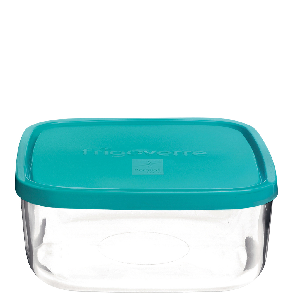 Bormioli Rocco Frigoverre Classic Box quadratisch 200cl, 190x190mm, blauer PP-Deckel, blau, Polypropylen (PP)