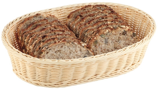 Tisch- und Buffetkorb, oval 23 x 17 cm, H: 8 cm Polypropylen, hellbeige -ECONOMIC- spülmaschinengeeignet bruchsicher