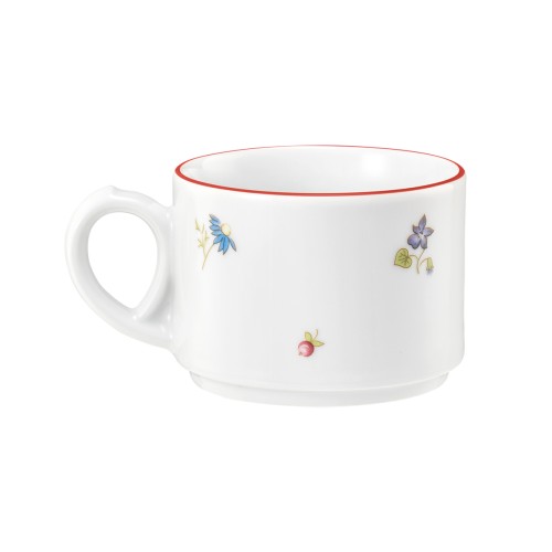 Seltmann Obere zur Kaffeetasse 0,18 l, rund, Form: Community, Dekor: 57388 Streublume rote Linie, hohe Kantenschlagfestigkeit, Made in