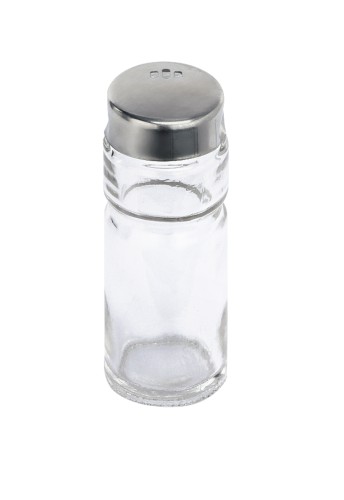 Salz-/Pfefferstreuer. Glas/Kappe aus Edelstahl.
