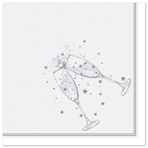 50 Servietten "ROYAL Collection" 1/4-Falz 40 cm x 40 cm silber "Festivity" von PAPSTAR