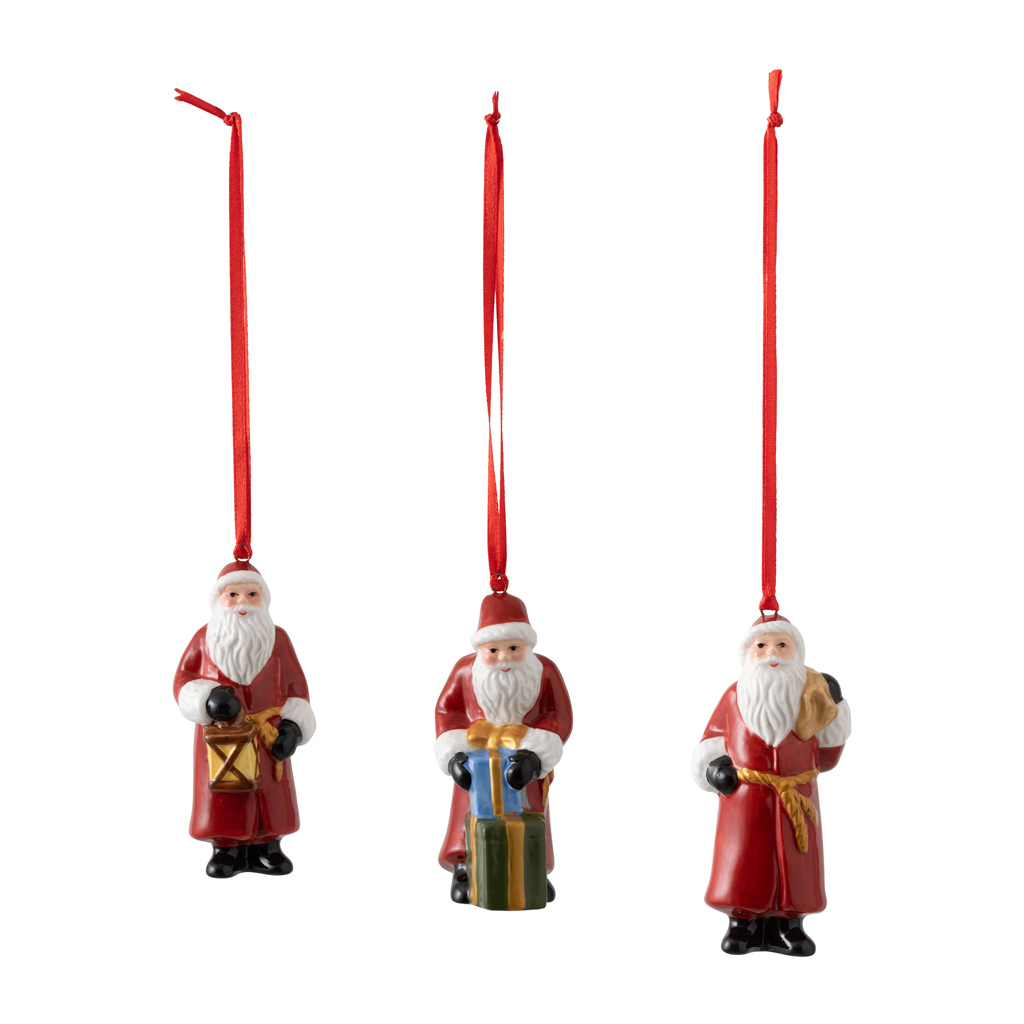 Villeroy und Boch Ornamente Santa Claus, Set 3tlg. - Maße: 8 x 3,5 cm / Ser.: Nostalgic Ornaments
