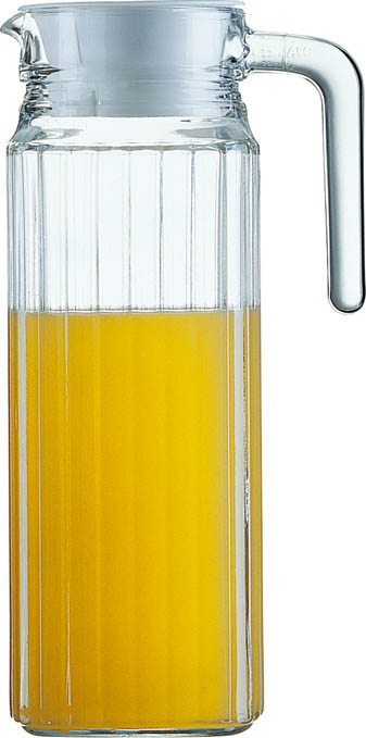 Krug QUADRO, Inhalt: 1,1 Liter, Höhe: 244 mm, Durchmesser: 89 mm, mit weißem Kunststoffdeckel.