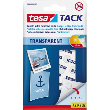 tesa® Klebepad Tack 10 x 10 mm (B x L) Klebemasse lösungsmittelfrei transparent 72 St./Pack.