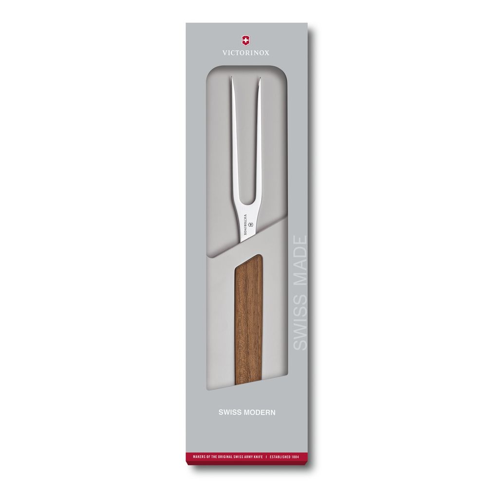 Victorinox Swiss Modern Tranchiergabel, 15cm, Nussbaum, Geschenkschachtel
