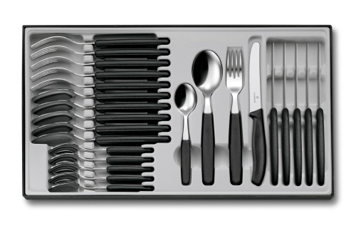 Victorinox Swiss Classic Tafelbesteck mit Tomatenmesser, 24-teilig, schwarz