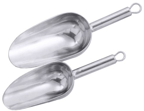 Eis-/Mehrzweckschaufel aus Edelstahl 18/10, hochglänzend, fugenlose Verbindung von Schaufel und Hohlgriff, mit Aufhängeöse, extra