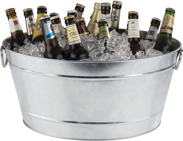 Getränkewanne -TIN- 50 x 32 cm, H: 23 cm Metall, verzinkt, PVC mit Kunststoffeinsatz 18 Liter nicht spülmaschinengeeignet