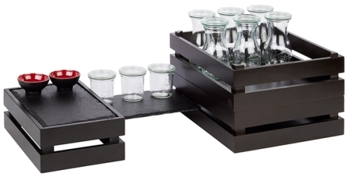 Holzbox -SUPERBOX- 35 x 29 cm, H: 10,5 cm Akazienholz, schwarz passend zu GN 1/2 nicht spülmaschinengeeignet stapelbar Farbe: