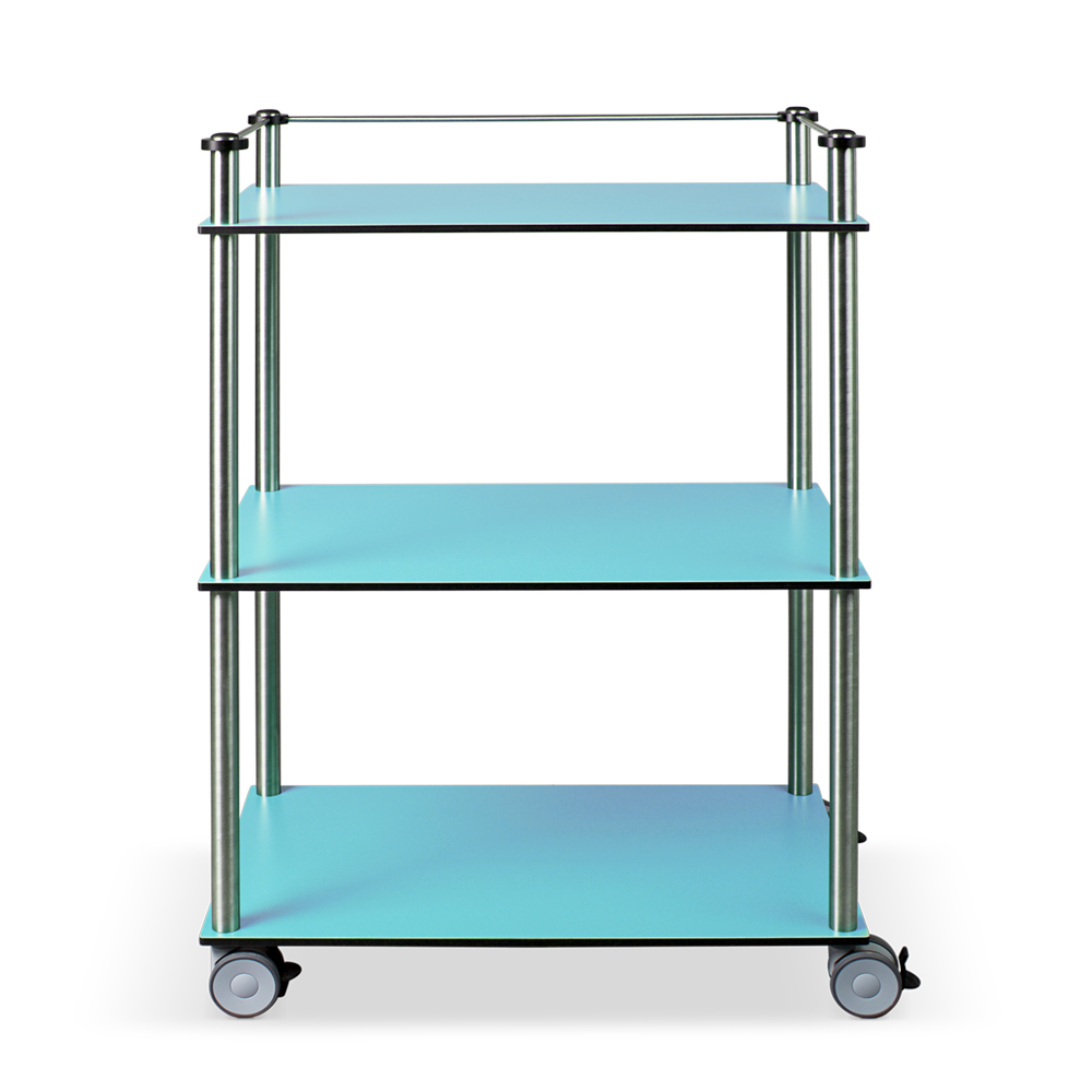 ETHERNASOLID® MULTICART Etagenwagen W23 mit 3 Böden und Reling 3-seitig, blau